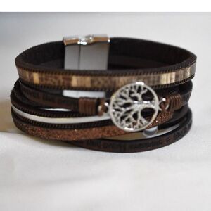 Tree Of Life Love Beyond Words Multi Stand Magnetic Clasp 7.5" Bracelet